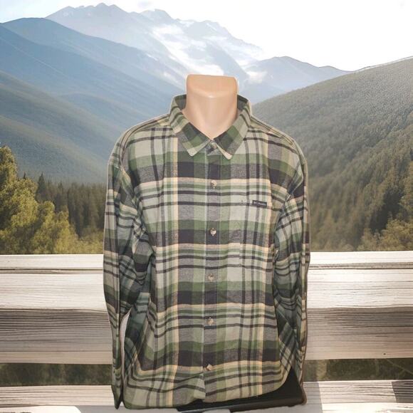 NWT COLUMBIA Mens 2XL Pitchstone Heavyweight Flannel Green Plaid - Picture 1 of 11
